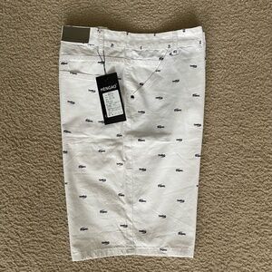 Men's Crocodile Print 5-Pocket Cotton 'Fashion Jeans' Shorts-White-Size 44